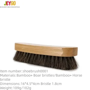 Solid Wood Horsehair Shoe Brush Soft Bristle Leather Cleaning Brush Interior Care Shoe Polish Brush Wooden Shoe Cleaning Tool