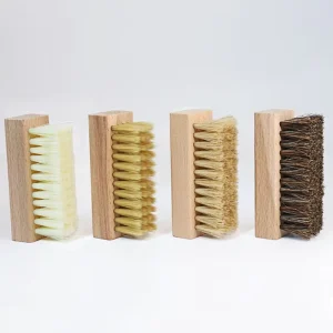 Solid Wood Portable Sneaker Shoe Brush Set with Horse Hair Suede Shoe Cleaning Brush