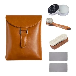 Solid Wood White Horse Hair Brush Kit Mink Oil Leather Care 5 piece Shoe Polish Shoe Brush Cleaning Care Polishing Set