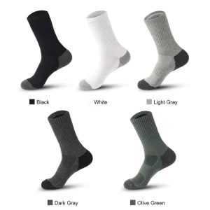 Solid-color Men’s Mid-calf Casual Socks Sweat-absorbent Deodorant Towel-style Thickened Cotton Fall Winter Running