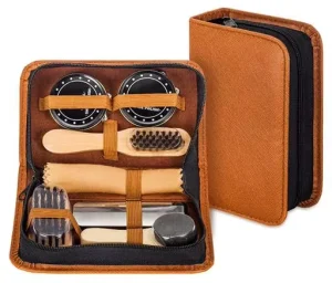 Special Leather Shine Box Set for Boots & High Heels Customized Color Case Compact Leather Polish Set for Men Women
