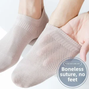 Spring/Summer New Men’s Invisible Non-Slip No-Show Mesh Breathable Pure Cotton Odor-Resistant Anti-Pilling Thin Casual