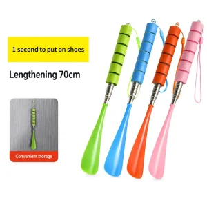 Stainless Steel Telescopic Shoe Horn Portable Long Handle Shoe Wearing Helper For Elderly Pregnant Women Home Travel OEM