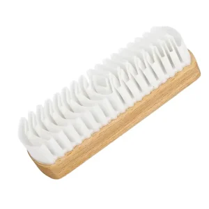 Suede Shoe Brush with Wooden Handle and Plastic Hair for Cleaning