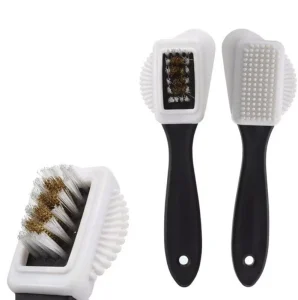 Suede Shoe Cleaner Brush 4-Way Cleaning and Refreshing Brush for Suede Leather Products with Brass and PP Bristles