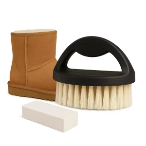Suede and Nubuck Cleaning Kit with Nylon Brush and Plastic Handle Portable for Boots Shoes Jackets and Handbags