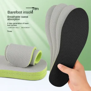Sweat Absorb Deodorant Foam Shoe Inserts Breathable Mesh Surface Soft Comfort Barefoot Shoe Insoles