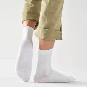 Sweat absorbing Solid Color Deodorant Summer Pure Cotton Crew Socks for Men