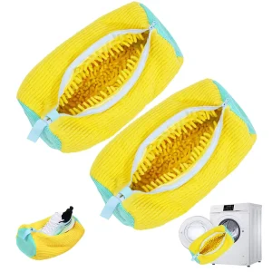 Thickened Reusable Shoe Washing Machine Bag Chenille Fabric Cleaning Laundry Shoe Bag for Washer and Dryer
