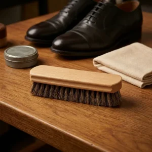 Top Export Quality 100% Horsehair Wooden Dauber Brush for Shoes Polish Brushes Care Clean