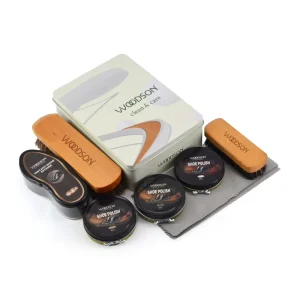 Traditional Shoe Polish Kit 7 PCS Leather Shoe Shining Kit Shoe Care and Cleaning With Horsehair Brush