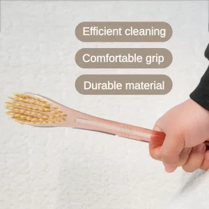 Transparent Pink Long Handle Soft Bristle Shoe Brush Gentle Multi Use Cleaner for Shoes & Clothes