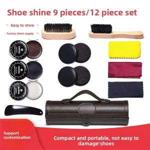 Travel Portable Shoe Polishing Kit with Leather Care Decontamination 9/12 Pieces Model MS2-004 Bag