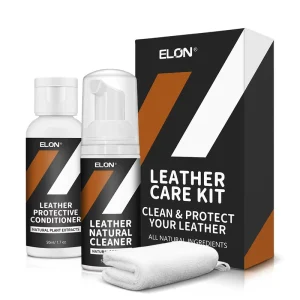 Upscale Leather Cleaner and Conditioner 50ml Set Shoe Care Foam Spray & Cream Complete Kit with Towel