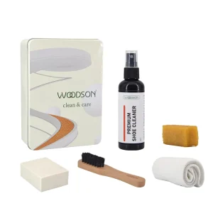 WOODSON Custom Logo Hotel Travel Pack Shoe Cleaning Kit Gift Tin Box Set Quick Care Eraser Shoe Cleaner Kit