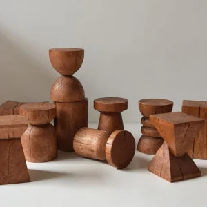 Wabi sabi Stool Solid Wood Shoe Stool Hand Carving Coffee Table Natural Log Pedestal Side Table for Zen Living Room Decor