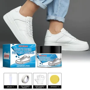 White Shoe Edge Care Cream Restores Shine Refreshes Color and Removes Stains From White Leather Shoes and Garments