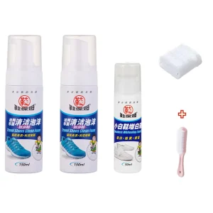 White Shoe Foam Shoe Cleaner With Brush Dry Whitening Agent Natural Formula and Sneaker Foam Cleaner Kits