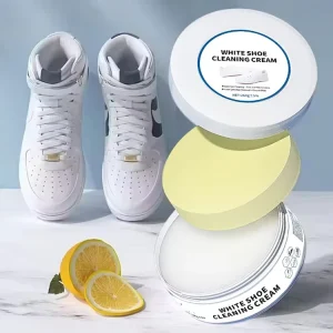 White Shoes Care Cream with Sponge Rich Foam Multi Functional Sneaker Cleaner and Stain Removal Shoe Cleaning Paste