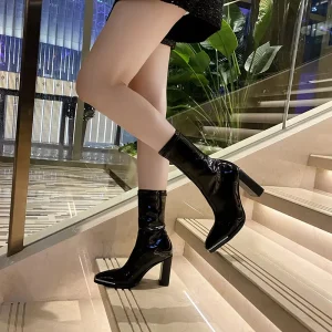 Winter Autumn Stiletto Boot Socks Pointed Toe Ladies Boots High Heels Booties for Women Formal Parliament Shoes