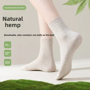 Winter Casual Hemp Thick Mid-calf Unisex Socks Drop Shipping Antibacterial Sweat-absorbent Breathable Deodorant Cuff