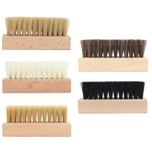 Wood Handle Cleaning Brush Custom Shoe Brush with Horsehair Pig Hair PP Nylon Sharpening Wire Brush