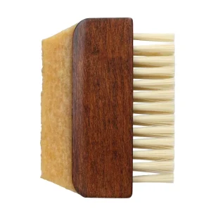 Wood Handle Leather Shoe Polishing Brush with Rubber Pad for Suede Sneaker Cleaning