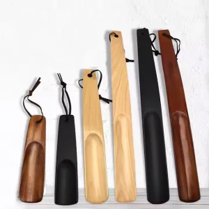 Wooden & Bamboo Shoe Horns with Lanyards Customized Color & Sizes for Easy Shoe Wearing Home Office Use