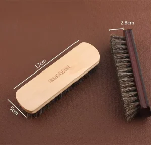 Wooden Beech Handle Shoe Brush Horse Hair Boot Leather Shine and Cleaning Kit