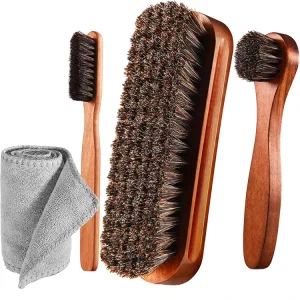 Wooden Grip Handle Household Cleaning Brush Horse Hair Shoe Cleaning Brushes Horsehair Shoe Polishing Brush