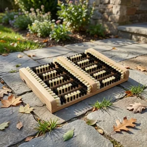Wooden Handheld Eco-Friendly Boot Scraper Brush Shoe Cleaner for Household Cleaning with Multiple Scrapers and Brushes