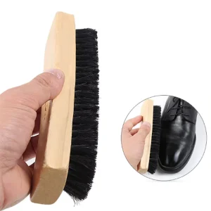 Wooden Handle Brush with Soft Bristles Cleaning Brush for Leather Shoes Boots and Sneaker Care