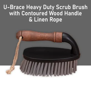 Wooden Handle Floor Scrub Brush with U Shaped Handle Dense Bristle Laundry Brush with Linen Rope Shoes Brush for Home Use