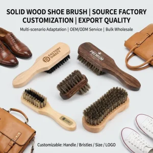 Wooden Handle Horse Hair Shoe Brush Small for Shine Kit Single Sided Long Handled Cleaning Brush with Hanging Loop