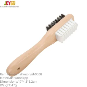 Wooden Handle Shoe Cleaning Brush Dual Side PP Bristle Leather Nubuck Suede Shoe Care Brush Sneakers Boots Cleaning Tool