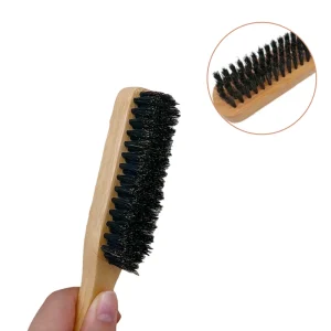 Wooden Handle Three Sides Pure Pig Hair Shoe Polish Brush Multifunctional Shoe Polish Brush Soft Leather Shoe Brush