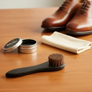 Wooden Horse Hair Shoe Cleaning Brush Black 2cm Bristle Length
