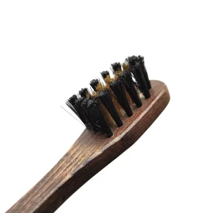 Wooden Shoe Brush with PP & Brass Bristles Natural Color 15.9×2.6×3.5cm for Effective Shoe Cleaning