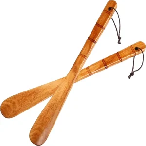 Wooden Shoe Horns 2 PCS Durable 13″ Long Handle Shoe Helper for Seniors Kids Pregnancy Men Women