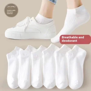 Zhuji Breathable Sweat-Absorbing Spring Autumn Deodorant White Short Tube Socks
